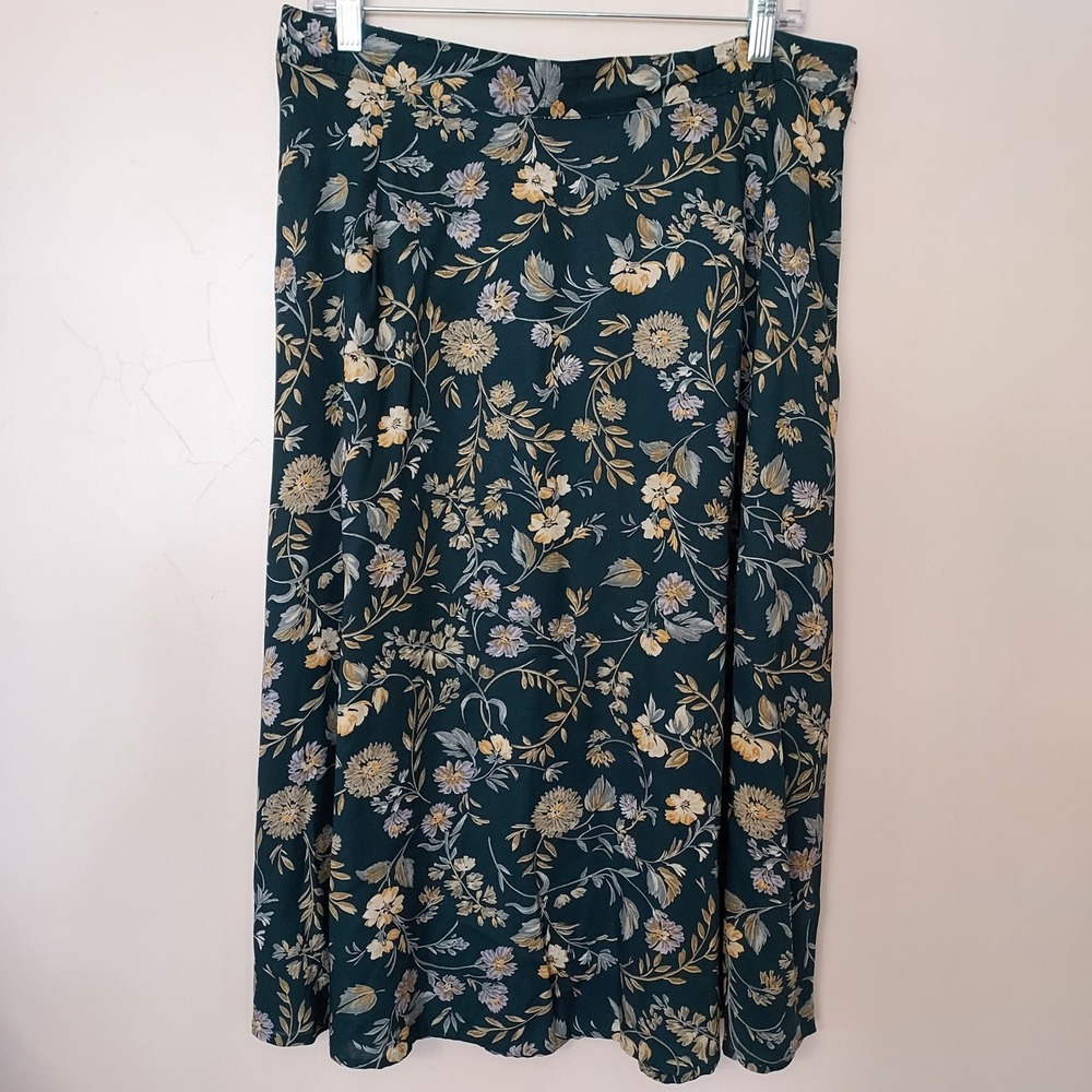 Designs Lane Bryant Green Floral Print Midi Skirt Women's Plus Size 18 20